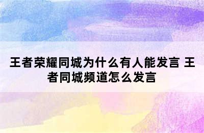 王者荣耀同城为什么有人能发言 王者同城频道怎么发言